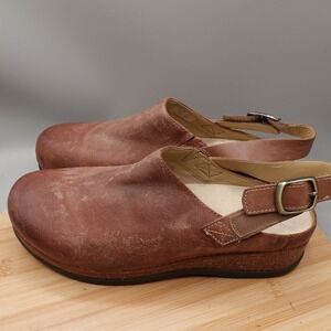 Dansko Clogs Womens 10 Brown Merrin Suede Slingback Leather Cork Sole Comfort